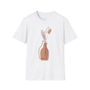 Minimalist Floral Vase T-Shirt, Women's Casual Wear T-shirt, Flower Print Top Shirt, Soft, Comfortable T-shirt, Cotton T-shirt, Havaiian