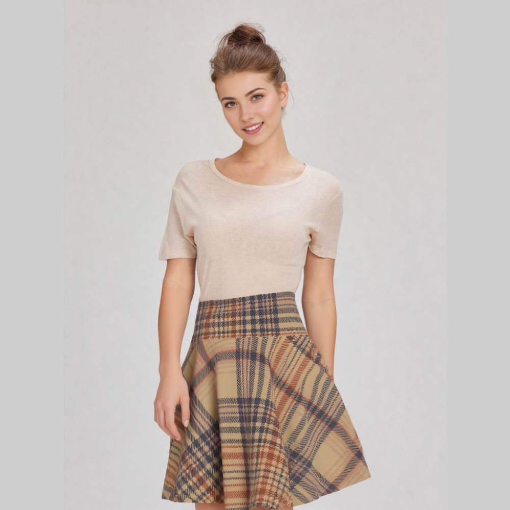 Brown Pattern Women's Skirt Women's Mini Skirt Casual A-Line Stretchy Skirt For Summer Casual Wear Skirt Havaiian