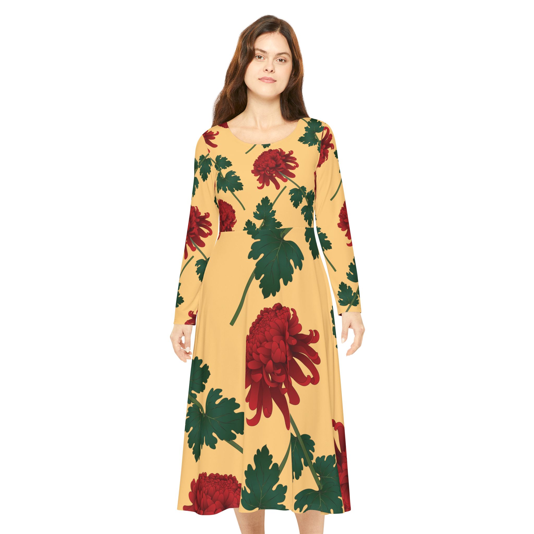 Minimalist Women's Long Sleeve Dance Dress Perfect for Gathering Partywear Various Occasions Stylish Dress Havaiian - Image 4