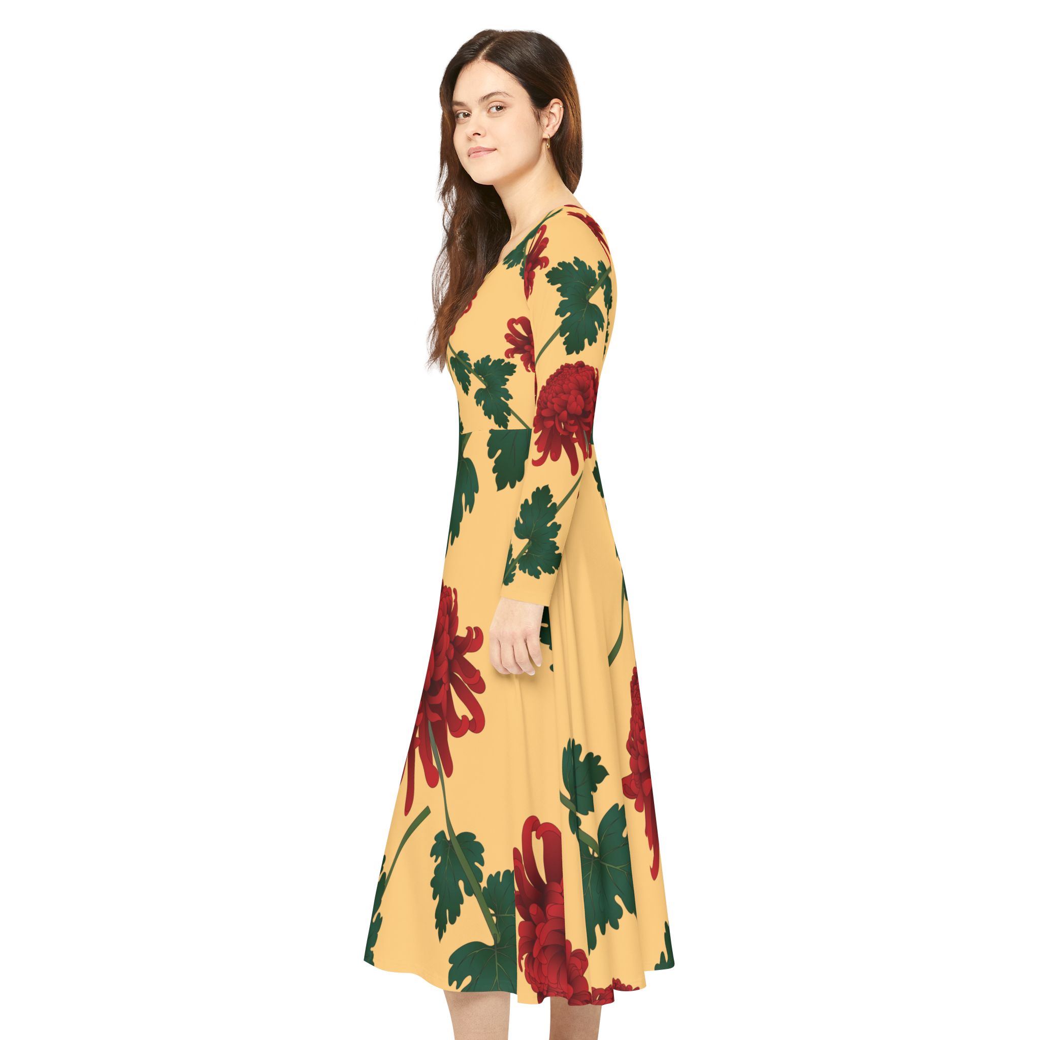 Minimalist Women's Long Sleeve Dance Dress Perfect for Gathering Partywear Various Occasions Stylish Dress Havaiian - Image 6