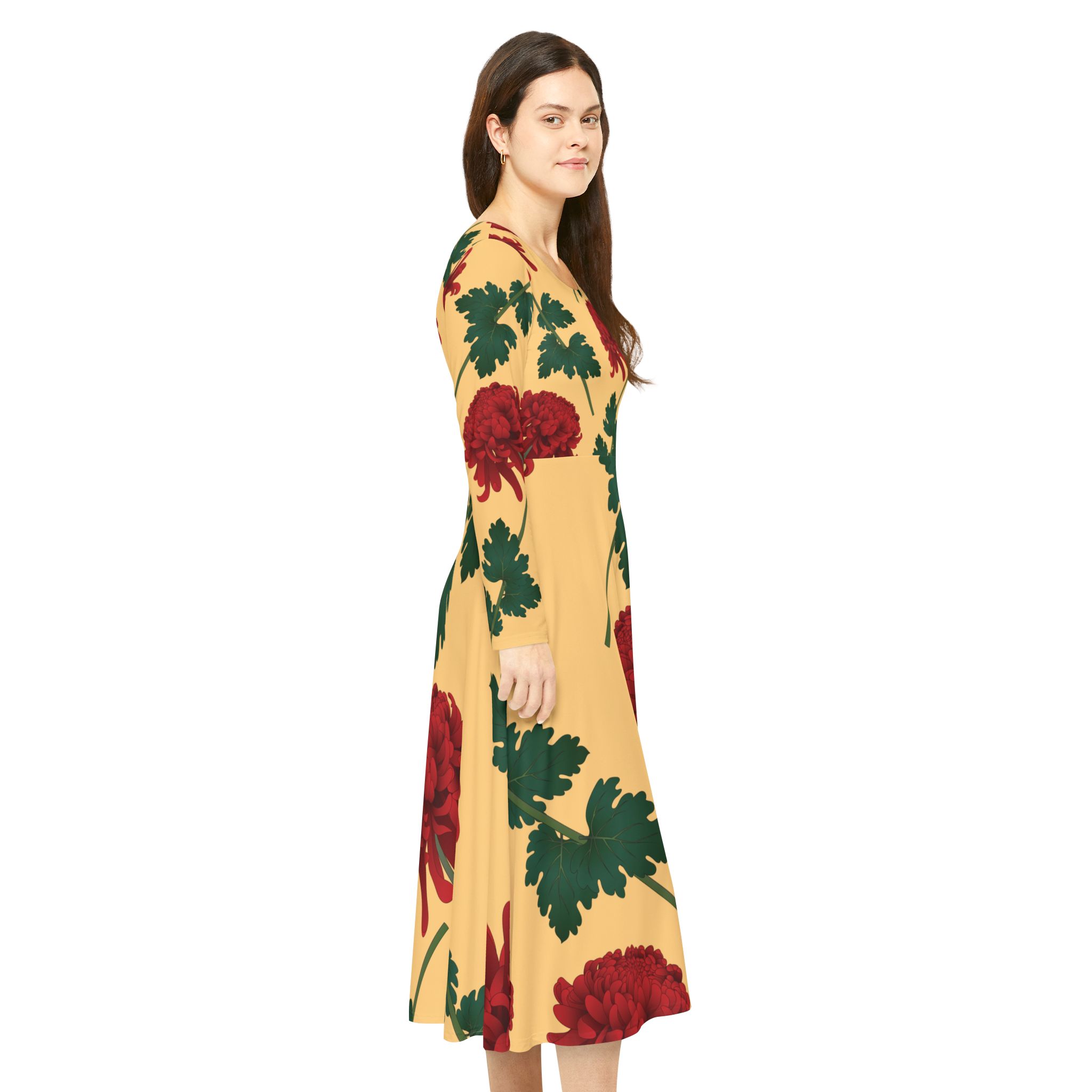 Minimalist Women's Long Sleeve Dance Dress Perfect for Gathering Partywear Various Occasions Stylish Dress Havaiian - Image 7